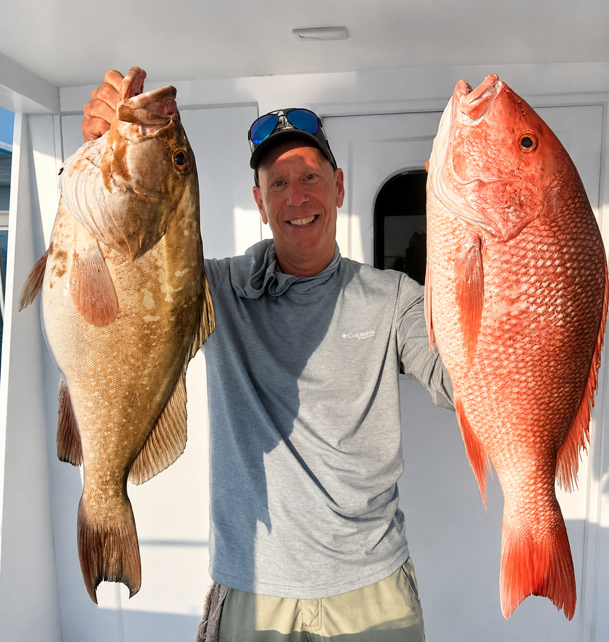 A grouper and a red snapper